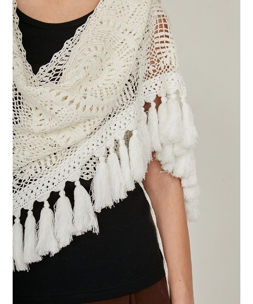 styling/（スタイリング）の「ハンドクロシェニットベスト（ベスト・レディース・ブラック/ホワイト・FREE）」の7枚目の写真