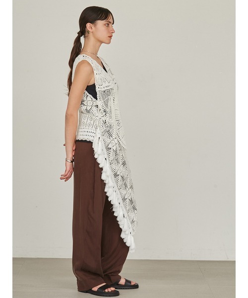 styling/（スタイリング）の「ハンドクロシェニットベスト（ベスト・レディース・ブラック/ホワイト・FREE）」の6枚目の写真