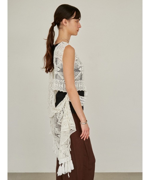 styling/（スタイリング）の「ハンドクロシェニットベスト（ベスト・レディース・ブラック/ホワイト・FREE）」の13枚目の写真