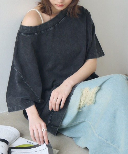 RETRO GIRL(レトロガール)の「ワンショルスウェットTEE(スウェット・レディース・ホワイト系その他/キャメル/ライトグレー・FREE)」の2枚目の写真
