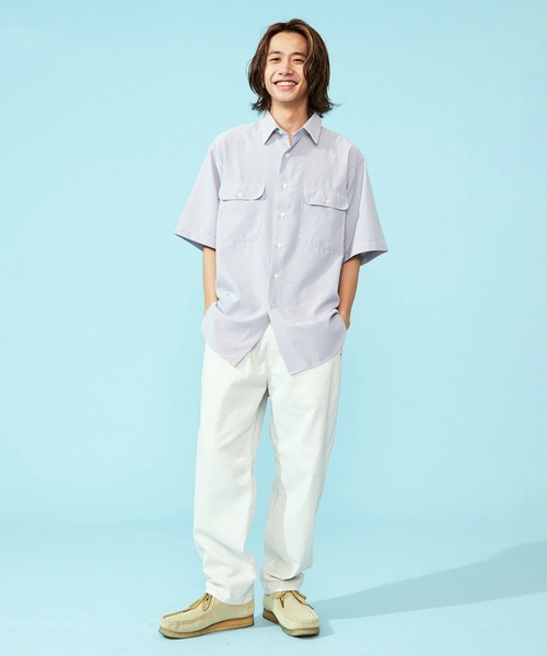 Lee(リー)の「Lee/リー【涼】シアサッカーハーフスリーブシャツ /半袖シャツ/軽量シャツ/ストライプシャツ(シャツ/ブラウス・メンズ・モカ/ネイビー/ブラック・MEDIUM/X-LARGE/LARGE/SMALL)」の19枚目の写真