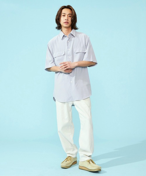 Lee(リー)の「Lee/リー【涼】シアサッカーハーフスリーブシャツ /半袖シャツ/軽量シャツ/ストライプシャツ(シャツ/ブラウス・メンズ・モカ/ネイビー/ブラック・MEDIUM/X-LARGE/LARGE/SMALL)」の18枚目の写真