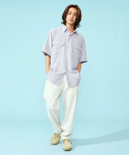 Lee(リー)の「Lee/リー【涼】シアサッカーハーフスリーブシャツ /半袖シャツ/軽量シャツ/ストライプシャツ(シャツ/ブラウス・メンズ・モカ/ネイビー/ブラック・MEDIUM/X-LARGE/LARGE/SMALL)」の16枚目の写真