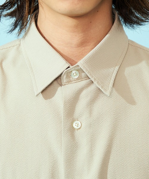 Lee(リー)の「Lee/リー【涼】シアサッカーハーフスリーブシャツ /半袖シャツ/軽量シャツ/ストライプシャツ(シャツ/ブラウス・メンズ・モカ/ネイビー/ブラック・MEDIUM/X-LARGE/LARGE/SMALL)」の9枚目の写真
