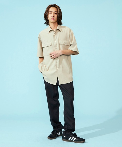 Lee(リー)の「Lee/リー【涼】シアサッカーハーフスリーブシャツ /半袖シャツ/軽量シャツ/ストライプシャツ(シャツ/ブラウス・メンズ・モカ/ネイビー/ブラック・MEDIUM/X-LARGE/LARGE/SMALL)」の6枚目の写真