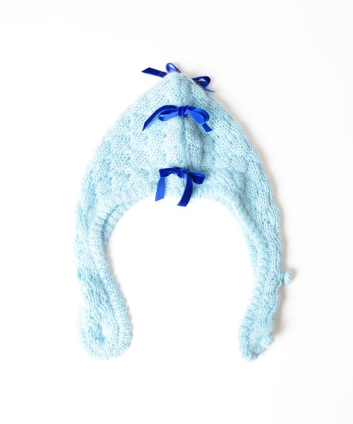 HOLIDAY（ホリデイ）の「MOHAIR BLEND RIBBON EARMUFF KNIT CAP モヘアブレンドリボンイヤーマフニットキャップ（ニットキャップ/ビーニー・レディース・ブルー/ピンク・ONE SIZE）」の15枚目の写真