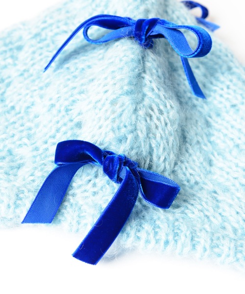 HOLIDAY（ホリデイ）の「MOHAIR BLEND RIBBON EARMUFF KNIT CAP モヘアブレンドリボンイヤーマフニットキャップ（ニットキャップ/ビーニー・レディース・ブルー/ピンク・ONE SIZE）」の13枚目の写真