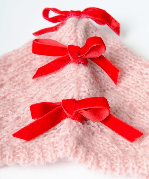 HOLIDAY（ホリデイ）の「MOHAIR BLEND RIBBON EARMUFF KNIT CAP モヘアブレンドリボンイヤーマフニットキャップ（ニットキャップ/ビーニー・レディース・ブルー/ピンク・ONE SIZE）」の12枚目の写真