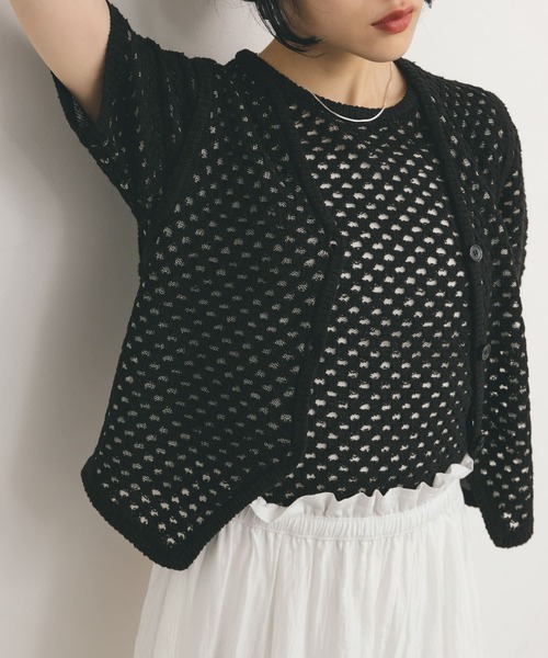 KBF（ケイビーエフ）の「ループヤーンメッシュプルオーバー（ニット/セーター・レディース・ブラック/イエロー/アイボリー・ONE）」の7枚目の写真