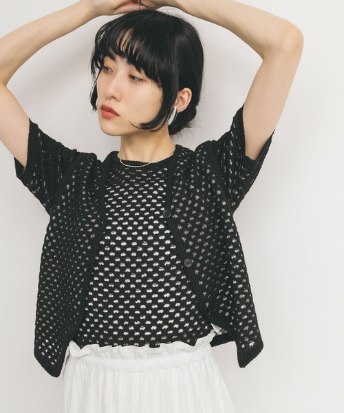 KBF（ケイビーエフ）の「ループヤーンメッシュプルオーバー（ニット/セーター・レディース・ブラック/イエロー/アイボリー・ONE）」の10枚目の写真