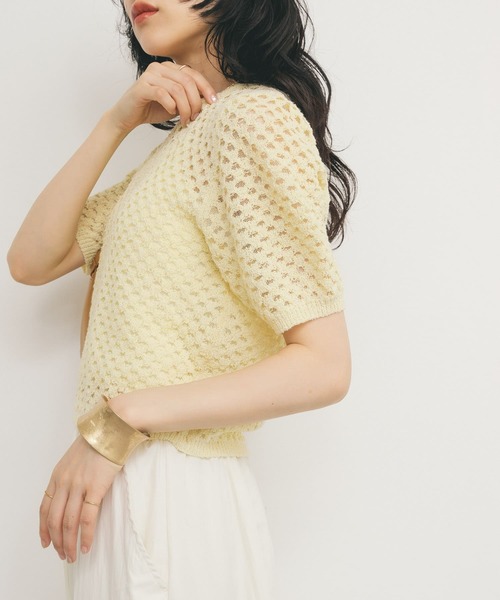 KBF（ケイビーエフ）の「ループヤーンメッシュプルオーバー（ニット/セーター・レディース・ブラック/イエロー/アイボリー・ONE）」の13枚目の写真