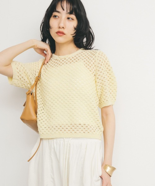 KBF（ケイビーエフ）の「ループヤーンメッシュプルオーバー（ニット/セーター・レディース・ブラック/イエロー/アイボリー・ONE）」の16枚目の写真