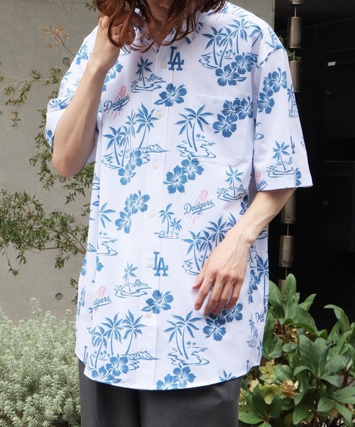 MLB（メジャーリーグベースボール）の「MLB/エムエルビー×REYN SPOONER GAME DAY PERFORMANCE BUTTON FRONT / レインスプーナー コラボ アロハシャツ（シャツ/ブラウス・メンズ・ブルー系1/ブルー系・L/M/S/XL）」の19枚目の写真