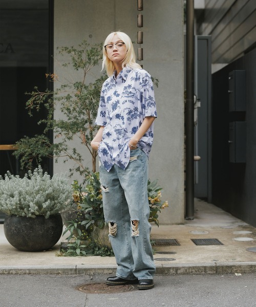 MLB（メジャーリーグベースボール）の「MLB/エムエルビー×REYN SPOONER GAME DAY PERFORMANCE BUTTON FRONT / レインスプーナー コラボ アロハシャツ（シャツ/ブラウス・メンズ・ブルー系1/ブルー系・L/M/S/XL）」の4枚目の写真