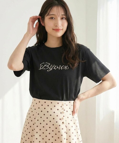 Feroux(フェルゥ)の「【洗える】Bijou刺繍Tシャツ(Tシャツ/カットソー・レディース・ブラック系/ホワイト系・F)」の10枚目の写真