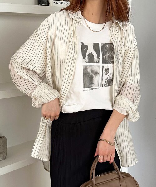 シアーストライプシャツ ベージュ DISCOAT new！ 🏷️ シアーストライプシャツ¥6,600(tax in) サックス