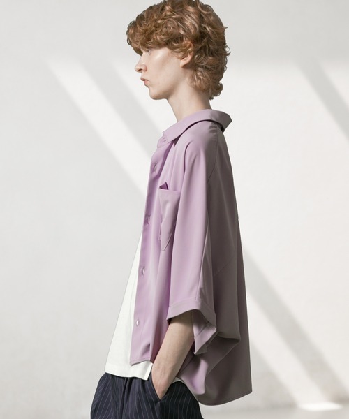 ANEDIST(アンディスト)の「ドルマンショート丈BIGシャツ(シャツ/ブラウス・メンズ・ホワイト/パープル/ブラック・FREE)」の6枚目の写真