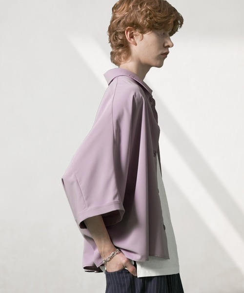ANEDIST(アンディスト)の「ドルマンショート丈BIGシャツ(シャツ/ブラウス・メンズ・ホワイト/パープル/ブラック・FREE)」の7枚目の写真