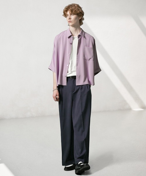 ANEDIST(アンディスト)の「ドルマンショート丈BIGシャツ(シャツ/ブラウス・メンズ・ホワイト/パープル/ブラック・FREE)」の9枚目の写真