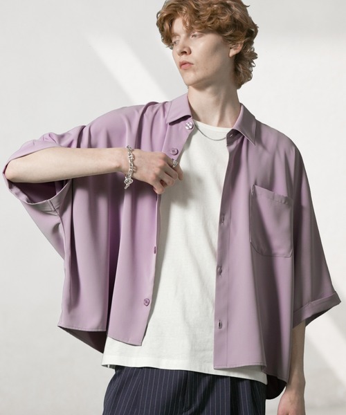 ANEDIST(アンディスト)の「ドルマンショート丈BIGシャツ(シャツ/ブラウス・メンズ・ホワイト/パープル/ブラック・FREE)」の4枚目の写真