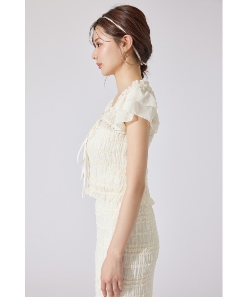 tシャツ 「AKB48千葉恵里さん着用」シャーリングカットトップス 夏服 シアートップス レディース AKB48千葉恵里さん着用】シャーリングカットトップス 夏服