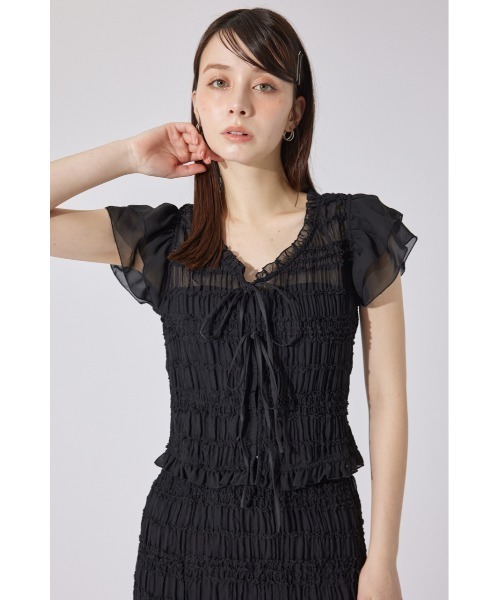 machatt のシャーリングトップス MACHATT シャーリングカットトップス