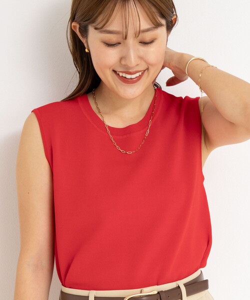 NOLLEY’S Sophi（ノーリーズソフィ）の「《アンサンブル対応/手洗い可能》マルチファンクション総針ノースリーブプルオーバーニット（ニット/セーター・レディース・ホワイト系その他2/レッド/ダークブラウン/キャメル・38/36）」の21枚目の写真