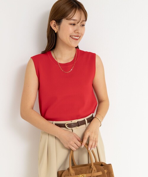 NOLLEY’S Sophi（ノーリーズソフィ）の「《アンサンブル対応/手洗い可能》マルチファンクション総針ノースリーブプルオーバーニット（ニット/セーター・レディース・ホワイト系その他2/レッド/ダークブラウン/キャメル・38/36）」の22枚目の写真