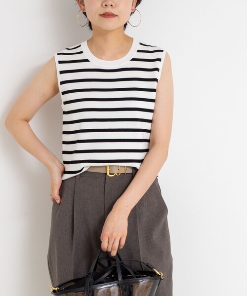 NOLLEY’S Sophi（ノーリーズソフィ）の「《アンサンブル対応/手洗い可能》マルチファンクション総針ノースリーブプルオーバーニット（ニット/セーター・レディース・ホワイト系その他2/レッド/ダークブラウン/キャメル・38/36）」の19枚目の写真