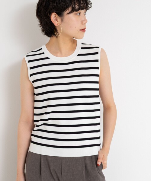 NOLLEY’S Sophi（ノーリーズソフィ）の「《アンサンブル対応/手洗い可能》マルチファンクション総針ノースリーブプルオーバーニット（ニット/セーター・レディース・ホワイト系その他2/レッド/ダークブラウン/キャメル・38/36）」の11枚目の写真