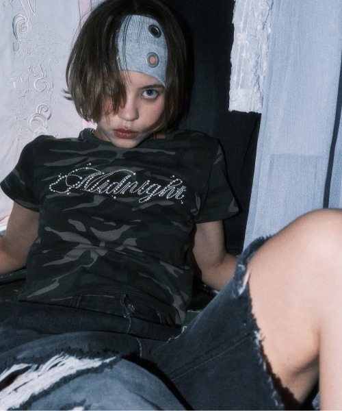tシャツ A'GEM/9 × .kom 「MIDNIGHT MOVE/ミッドナイトムーブ」 CAMO T-SHIRT/カモ半袖Tシャツ レディース A'GEM/9 × .kom 『MIDNIGHT MOVE/ミッドナイトムーブ』 CAMO T
