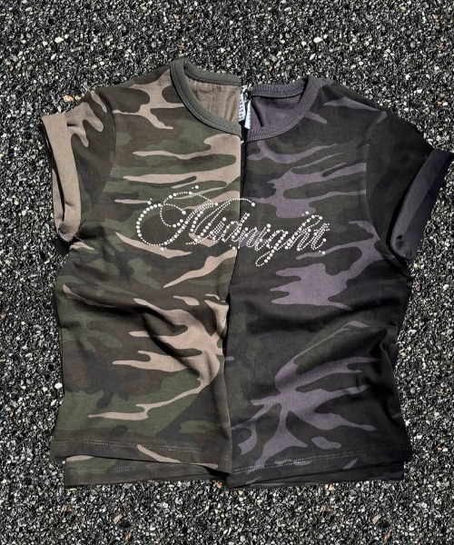 tシャツ A'GEM/9 × .kom 「MIDNIGHT MOVE/ミッドナイトムーブ」 CAMO T-SHIRT/カモ半袖Tシャツ レディース A'GEM/9 × .kom 『MIDNIGHT MOVE/ミッドナイトムーブ』 CAMO T