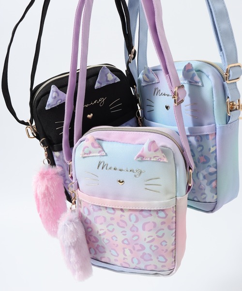 FUNALIVE(ファンアライブ)の「Coboca+ PVC ヒョウ柄 ネコファー付縦ショルダー(ショルダーバッグ・レディース・ブルー/ブラック/マルチ・FREE)」の3枚目の写真