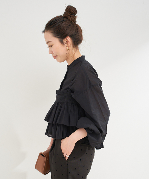 B.C STOCK(ベーセーストック)の「《追加》《2点セット》ウォッシャブル / フリルキャミソールレイヤードブラウス(シャツ/ブラウス・レディース・ブラック/カーキ/ホワイト・FREE)」の15枚目の写真