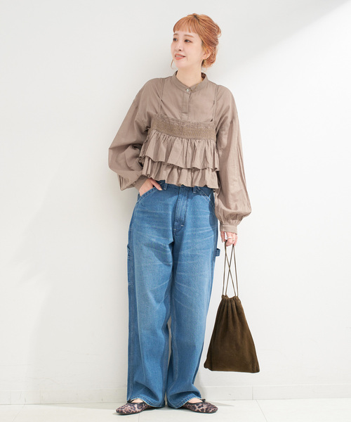 B.C STOCK（ベーセーストック）の「《追加》《2点セット》ウォッシャブル / フリルキャミソールレイヤードブラウス（シャツ/ブラウス・レディース・ブラック/カーキ/ホワイト・FREE）」の13枚目の写真