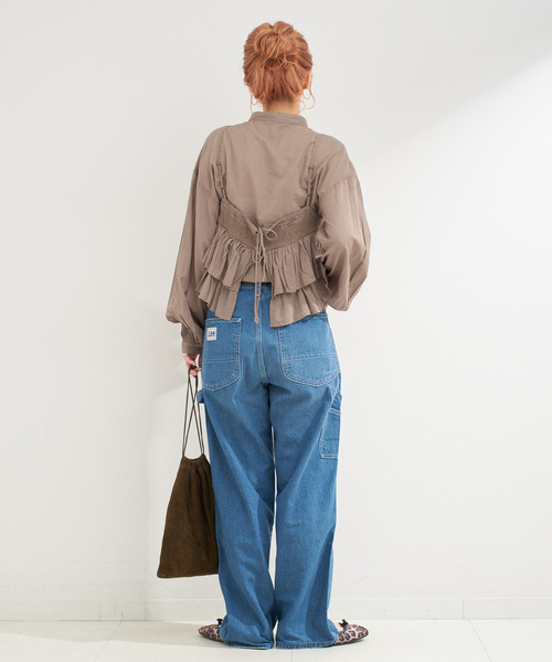 B.C STOCK（ベーセーストック）の「《追加》《2点セット》ウォッシャブル / フリルキャミソールレイヤードブラウス（シャツ/ブラウス・レディース・ブラック/カーキ/ホワイト・FREE）」の18枚目の写真