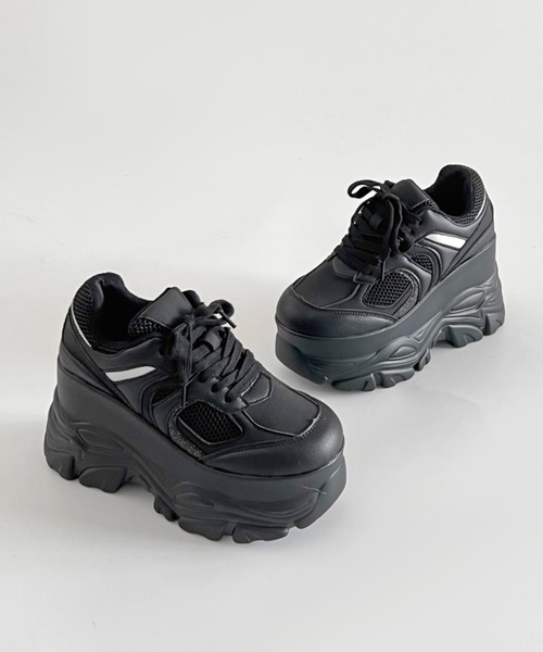 Shoes in Closet(シューズインクローゼット)の「【年中かわいい厚底】+10.5㎝ 厚底 ハイソール ラメMIX ボリューム スニーカー 536(スニーカー・レディース・ブラック/ホワイト・M/S/LL/L)」の12枚目の写真