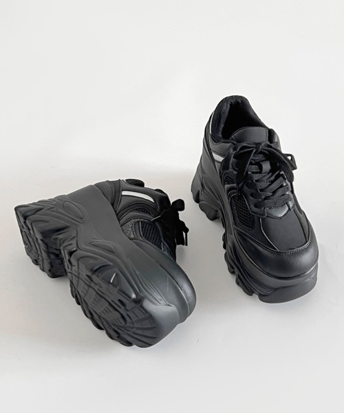 Shoes in Closet(シューズインクローゼット)の「【年中かわいい厚底】+10.5㎝ 厚底 ハイソール ラメMIX ボリューム スニーカー 536(スニーカー・レディース・ブラック/ホワイト・M/S/LL/L)」の13枚目の写真