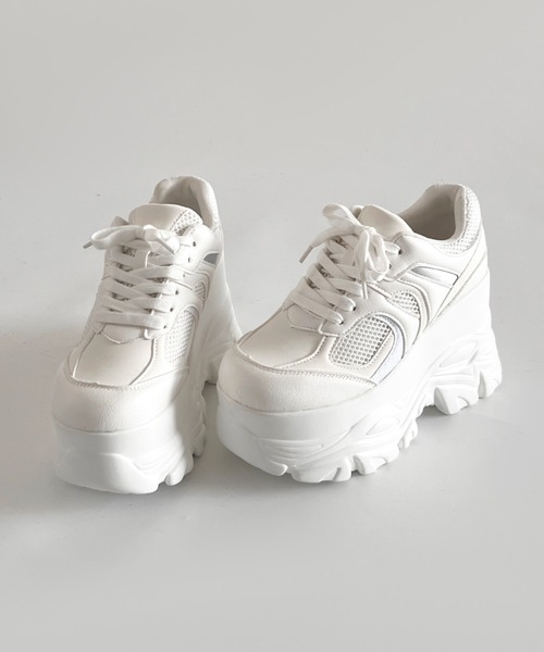 Shoes in Closet(シューズインクローゼット)の「【年中かわいい厚底】+10.5㎝ 厚底 ハイソール ラメMIX ボリューム スニーカー 536(スニーカー・レディース・ブラック/ホワイト・M/S/LL/L)」の19枚目の写真