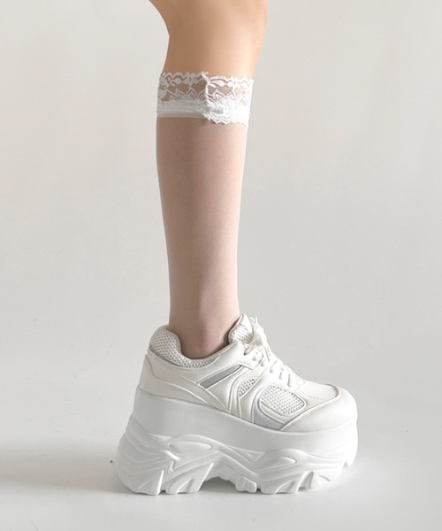 Shoes in Closet(シューズインクローゼット)の「【年中かわいい厚底】+10.5㎝ 厚底 ハイソール ラメMIX ボリューム スニーカー 536(スニーカー・レディース・ブラック/ホワイト・M/S/LL/L)」の18枚目の写真