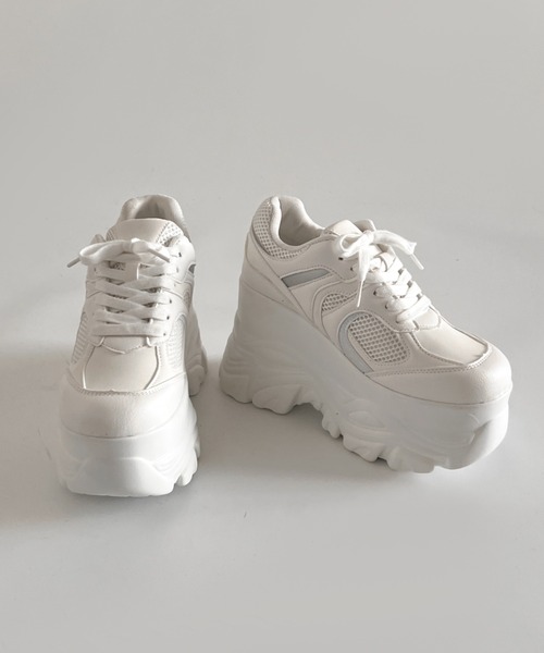 Shoes in Closet(シューズインクローゼット)の「【年中かわいい厚底】+10.5㎝ 厚底 ハイソール ラメMIX ボリューム スニーカー 536(スニーカー・レディース・ブラック/ホワイト・M/S/LL/L)」の20枚目の写真
