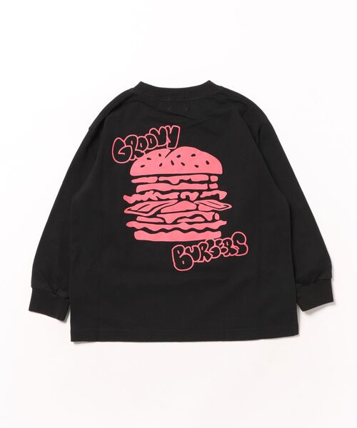 GROOVY COLORS(グルービーカラーズ)の「GROOVY BURGERS Long Sleeve Tee(Tシャツ/カットソー・キッズ・ブラック/ホワイト・125/115)」の3枚目の写真