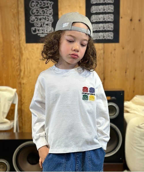 GROOVY COLORS(グルービーカラーズ)の「GROOVY BURGERS Long Sleeve Tee(Tシャツ/カットソー・キッズ・ブラック/ホワイト・125/115)」の1枚目の写真