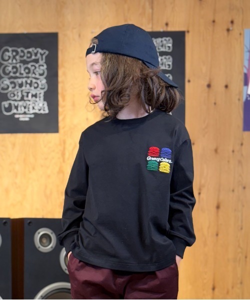 GROOVY COLORS(グルービーカラーズ)の「GROOVY BURGERS Long Sleeve Tee(Tシャツ/カットソー・キッズ・ブラック/ホワイト・125/115)」の2枚目の写真