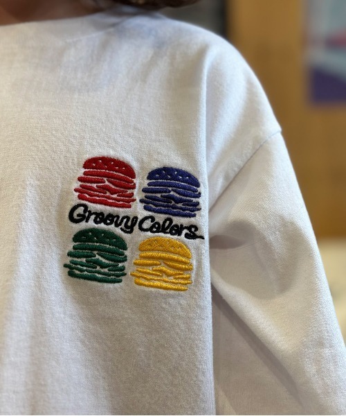 GROOVY COLORS(グルービーカラーズ)の「GROOVY BURGERS Long Sleeve Tee(Tシャツ/カットソー・キッズ・ブラック/ホワイト・125/115)」の8枚目の写真