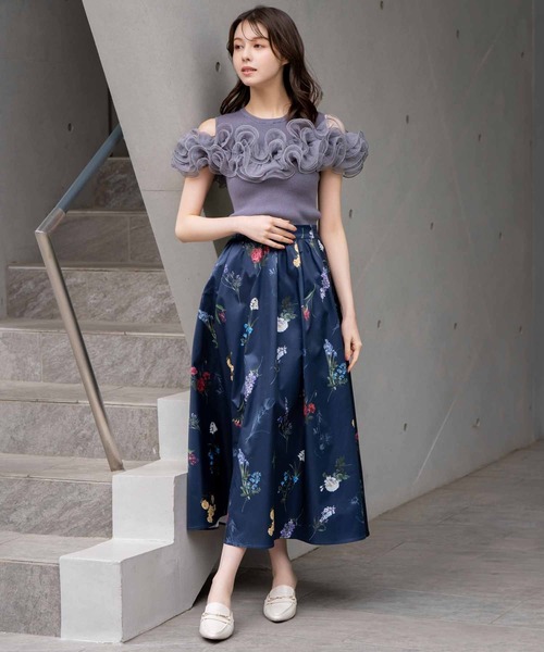 NOELA（ノエラ）の「【15周年】ボタニカルフレアスカート（スカート・レディース・ネイビー/サックスブルー/オフホワイト・S/M）」の14枚目の写真