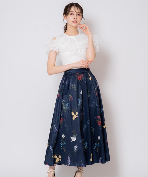 NOELA（ノエラ）の「【15周年】ボタニカルフレアスカート（スカート・レディース・ネイビー/サックスブルー/オフホワイト・S/M）」の11枚目の写真