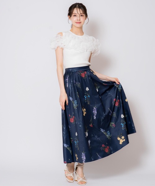 NOELA（ノエラ）の「【15周年】ボタニカルフレアスカート（スカート・レディース・ネイビー/サックスブルー/オフホワイト・S/M）」の10枚目の写真