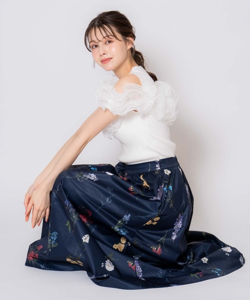 NOELA（ノエラ）の「【15周年】ボタニカルフレアスカート（スカート・レディース・ネイビー/サックスブルー/オフホワイト・S/M）」の8枚目の写真