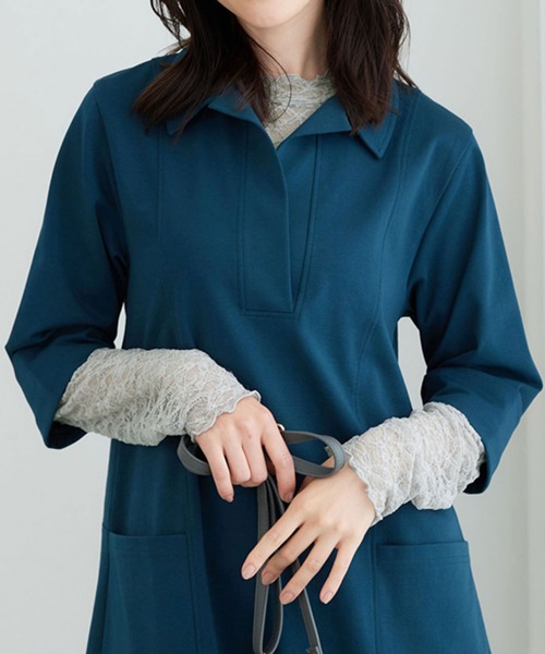 BELLUNA PLUS(ベルーナ)の「のびやかレース素材メロー使いプルオーバー(Tシャツ/カットソー・レディース・グレー/オフホワイト/ブラック・LARGE/X-LARGE/MEDIUM)」の13枚目の写真